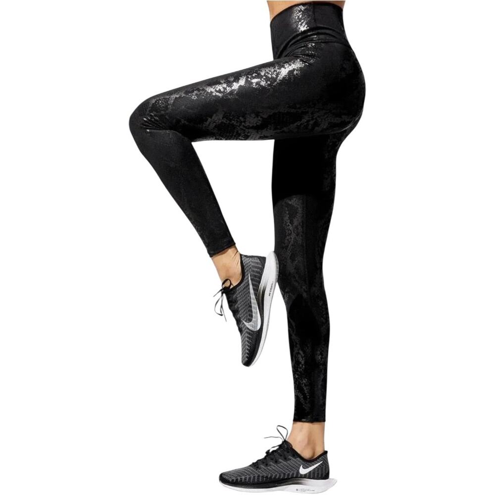 Carbon38 7/8 Leggings High Rise Takara Shine Liquid Metallic Snake Black Small